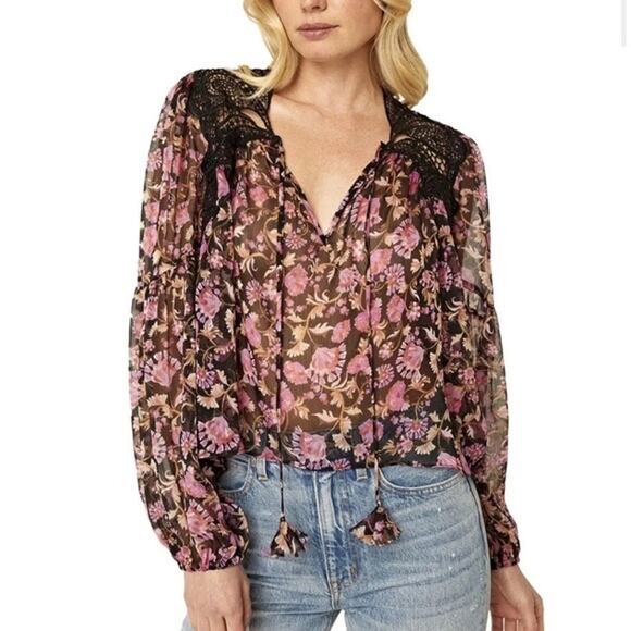 MISA Rosie Top in Rosetta Fleur Floral Chiffon Lace Size Small - Picture 1 of 6